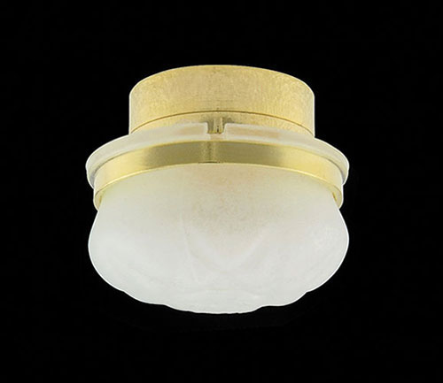 LED Battery 3-Volt Frosted Round Ceiling Light with Wand, Brass, CR1632 Battery Included, 3 volt